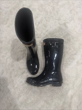 Hunter kids Gloss Black Mid-Calf Rain Boots Girls  Size‎ 3 B